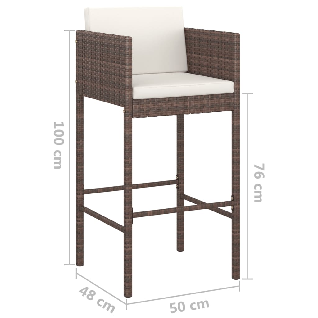 Garden Bar Set | Brown | PE rattan | Medium |  Footrest  | Garden Bar Set