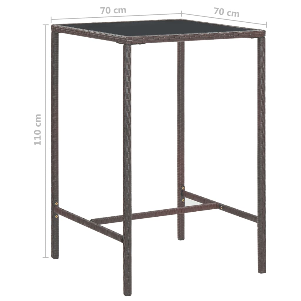 Garden Bar Set | Brown | PE rattan | Medium |  Footrest  | Garden Bar Set