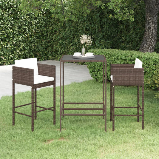 Garden Bar Set | Brown | PE rattan | Medium |  Footrest  | Garden Bar Set