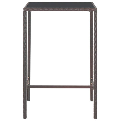 5 Piece Garden Bar Set with Cushions Poly Rattan Brown