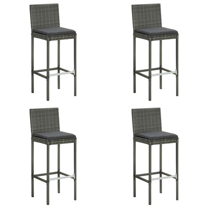 5 Piece Garden Bar Set with Cushions Poly Rattan Grey