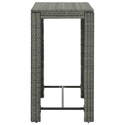 5 Piece Garden Bar Set with Cushions Poly Rattan Grey