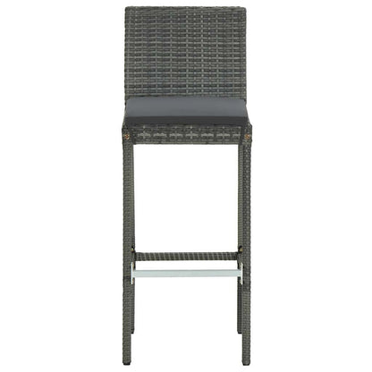 5 Piece Garden Bar Set with Cushions Poly Rattan Grey