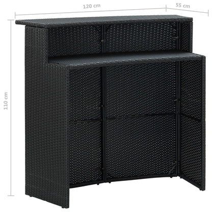 5 Piece Garden Bar Set with Cushions Poly Rattan Black