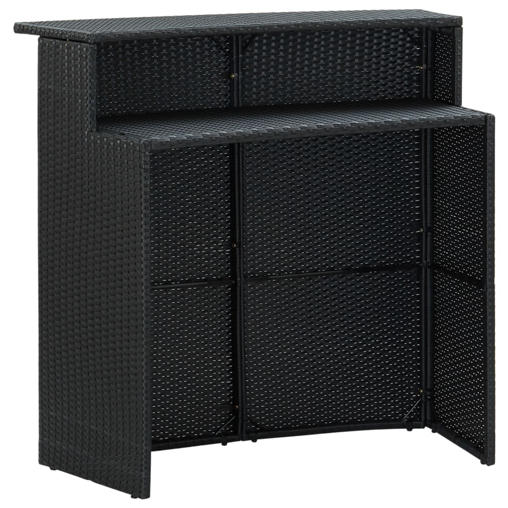 5 Piece Garden Bar Set with Cushions Poly Rattan Black