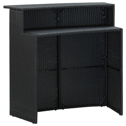 5 Piece Garden Bar Set with Cushions Poly Rattan Black