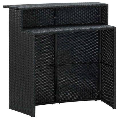 5 Piece Garden Bar Set with Cushions Poly Rattan Black
