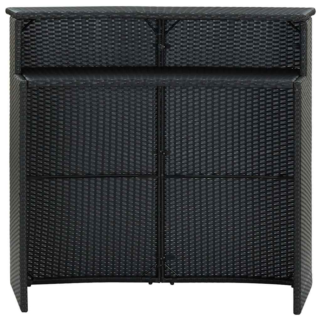5 Piece Garden Bar Set with Cushions Poly Rattan Black