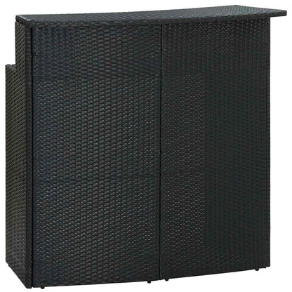 5 Piece Garden Bar Set with Cushions Poly Rattan Black