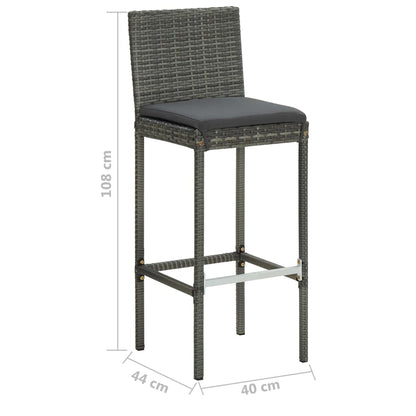 9 Piece Garden Bar Set with Cushions Poly Rattan Grey