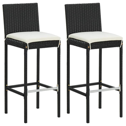 3 Piece Garden Bar Set with Cushions Poly Rattan Black