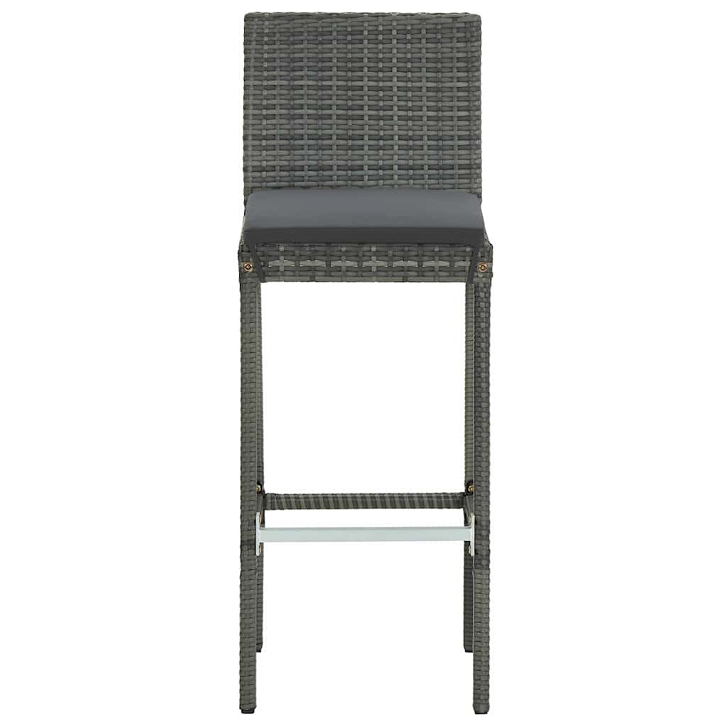 5 Piece Garden Bar Set with Cushions Poly Rattan Grey