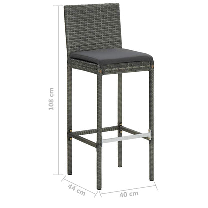 9 Piece Garden Bar Set with Cushions Poly Rattan Grey