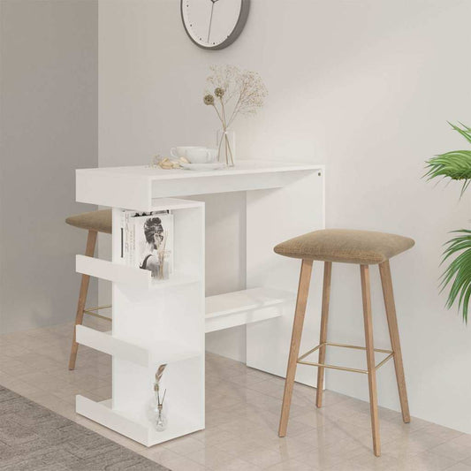 Bar Table with Storage Rack White 100x50x101.5 cm