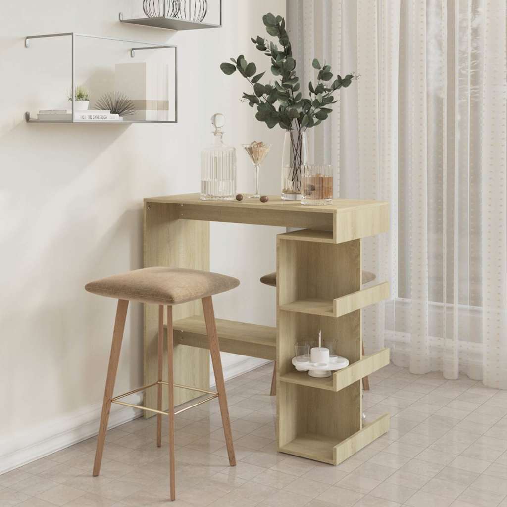 Bar Table with Storage Rack Sonoma Oak 100x50x101.5 cm
