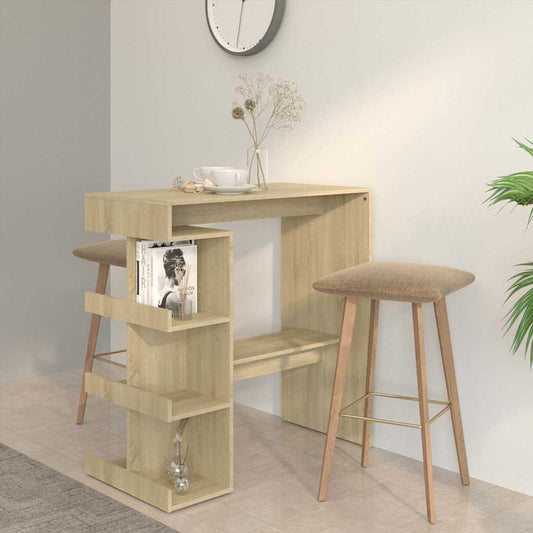 Bar Table with Storage Rack Sonoma Oak 100x50x101.5 cm