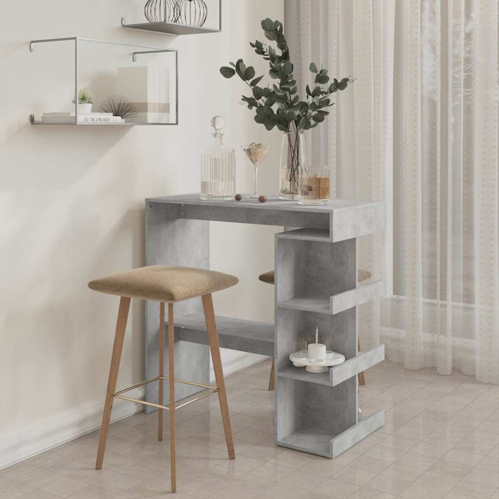 Bar Table with Storage Rack Concrete Grey 100x50x101.5cm