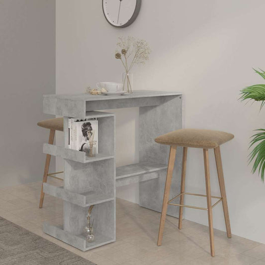 Bar Table with Storage Rack Concrete Grey 100x50x101.5cm