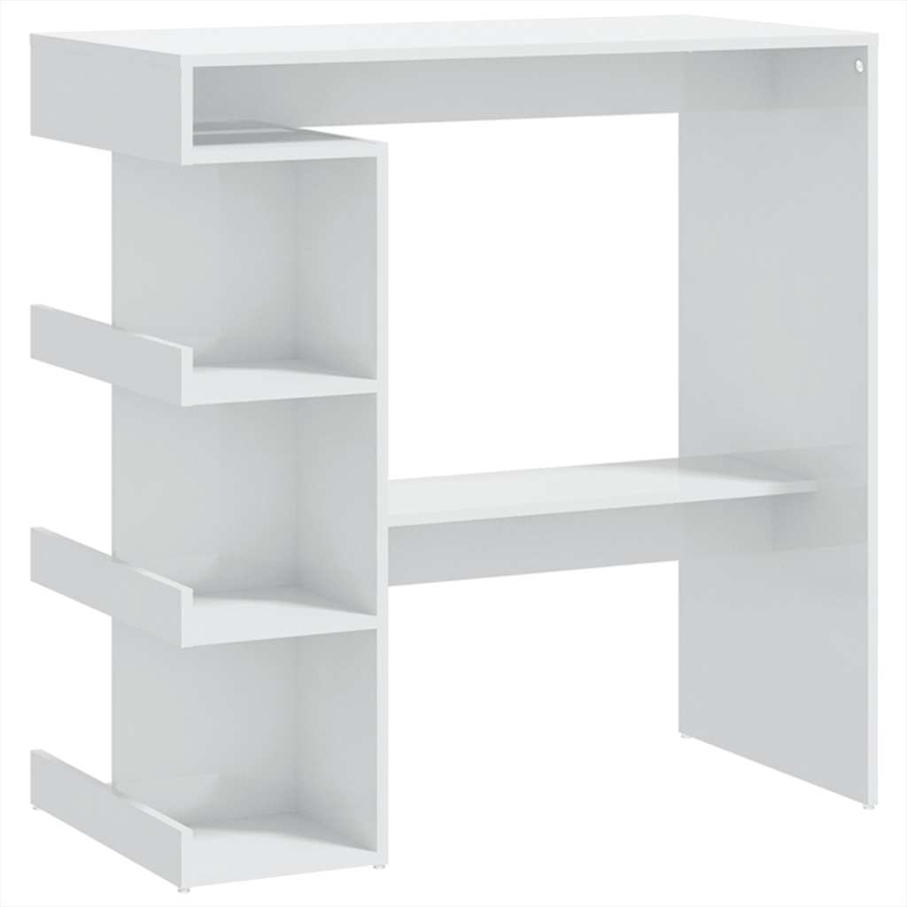 Bar Table with Storage Rack High Gloss White 100x50x101.5 cm