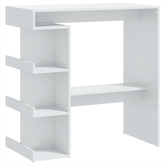 Bar Table with Storage Rack High Gloss White 100x50x101.5 cm