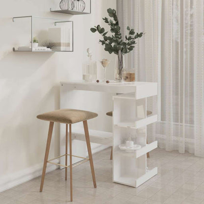 Bar Table with Storage Rack High Gloss White 100x50x101,5 cm