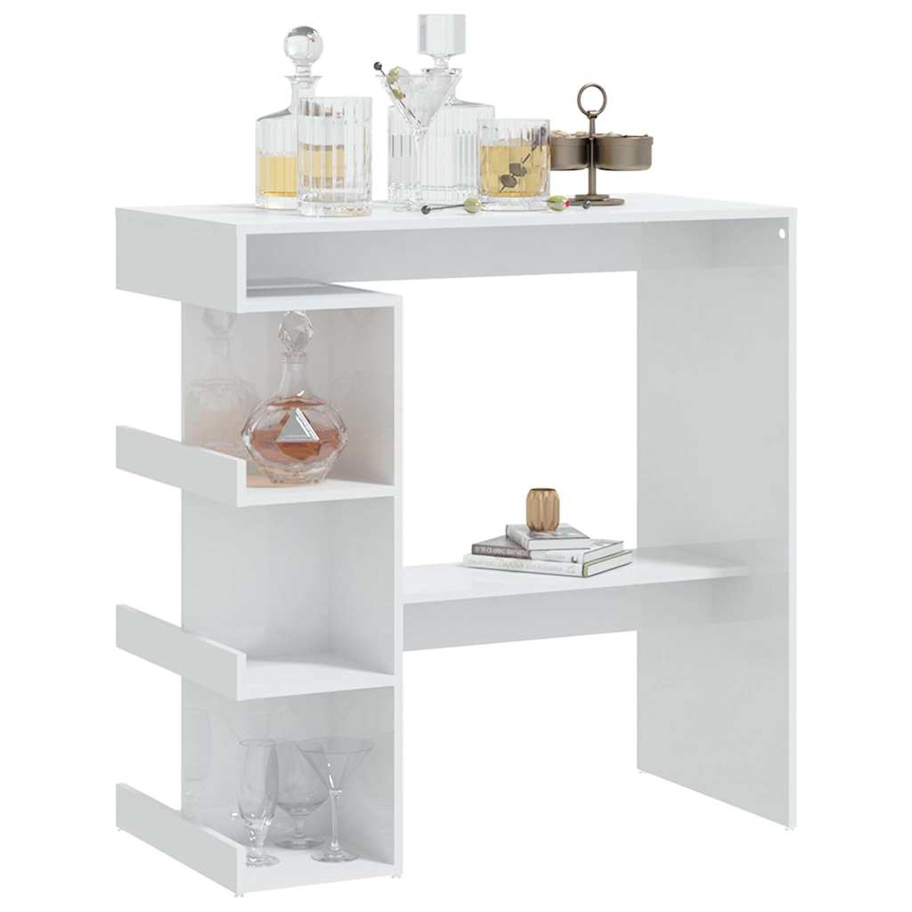 Bar Table with Storage Rack High Gloss White 100x50x101,5 cm