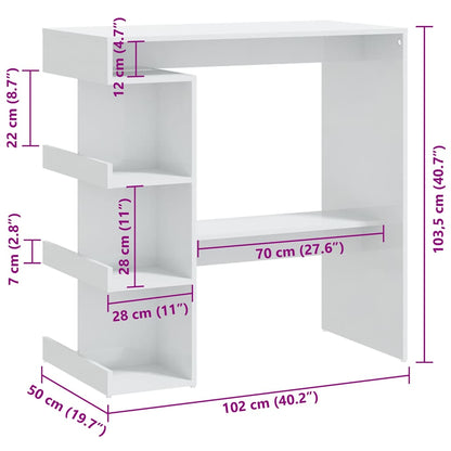 Bar Table with Storage Rack High Gloss White 100x50x101,5 cm
