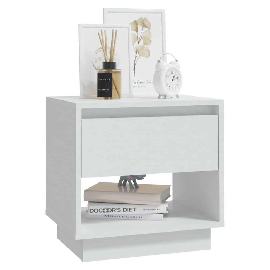 Bedside Cabinet | White | Engineered Wood | 45 cm x 34 cm x 44 cm