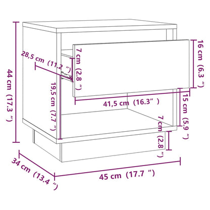 Bedside Cabinet | White | Engineered Wood | 45 cm x 34 cm x 44 cm