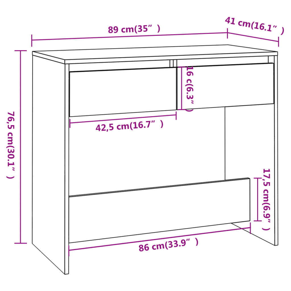 Console Table Sonoma Oak 89x41x76.5 cm Steel