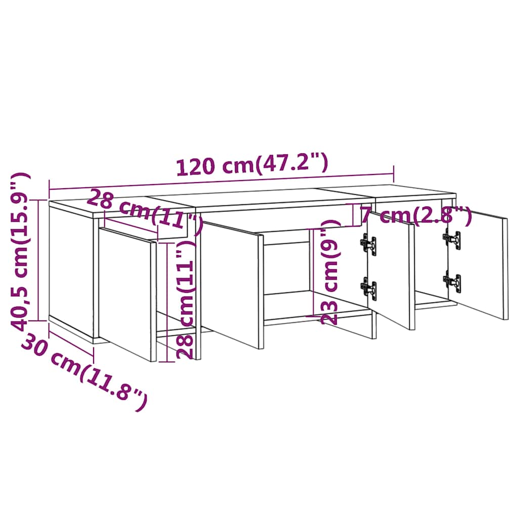 TV Cabinet Sonoma Oak 120x30x40,5 cm Engineered Wood