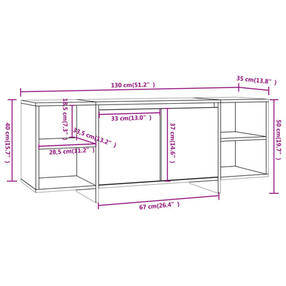 TV Cabinet White 130x35x50 cm Engineered Wood