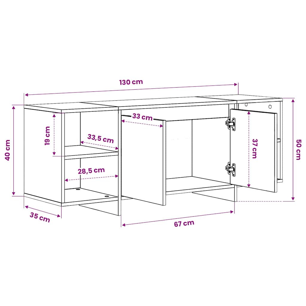 TV Cabinet Sonoma Oak 130x35x50 cm Engineered Wood