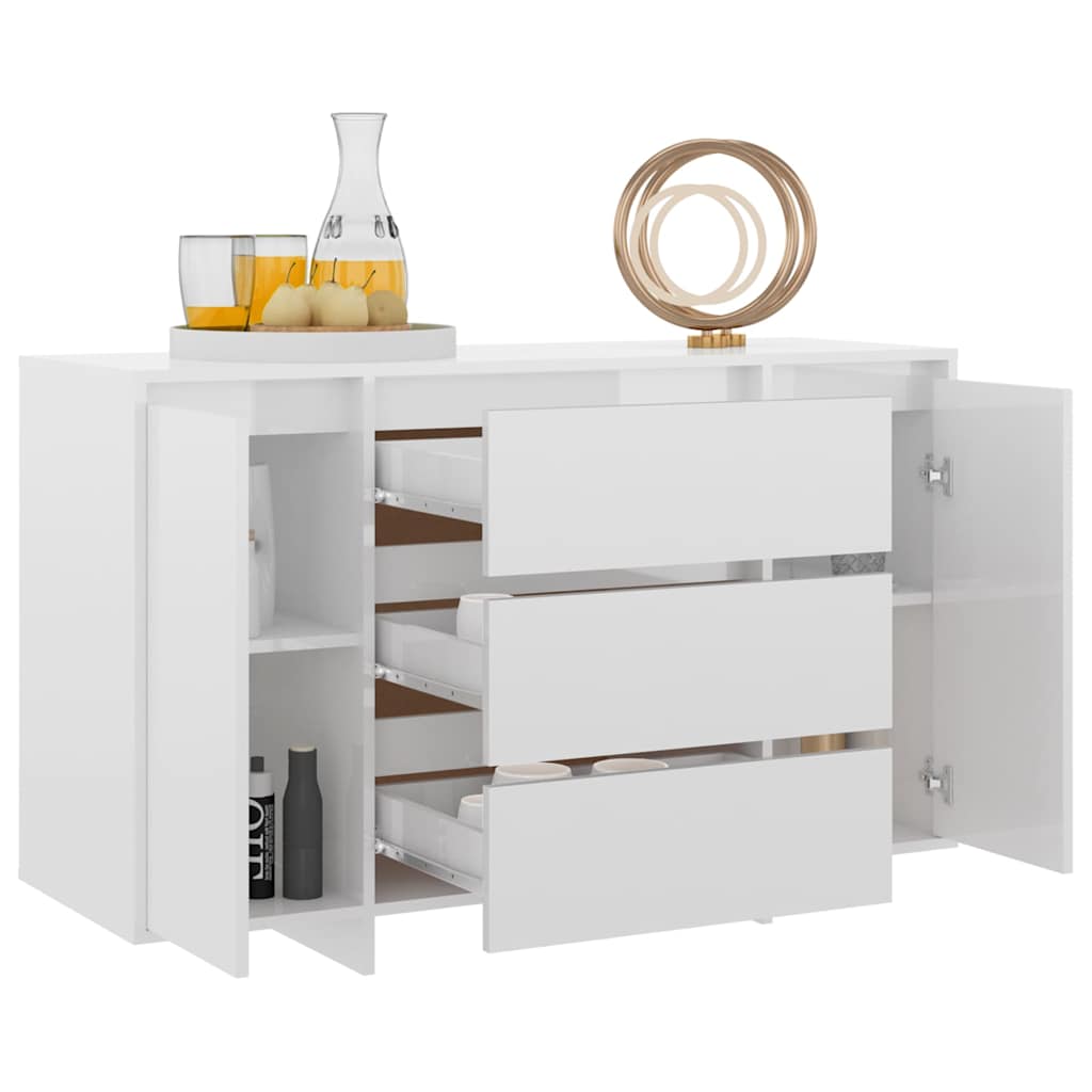 Sideboard with 3 Drawers High Gloss White 120x41x75 cm