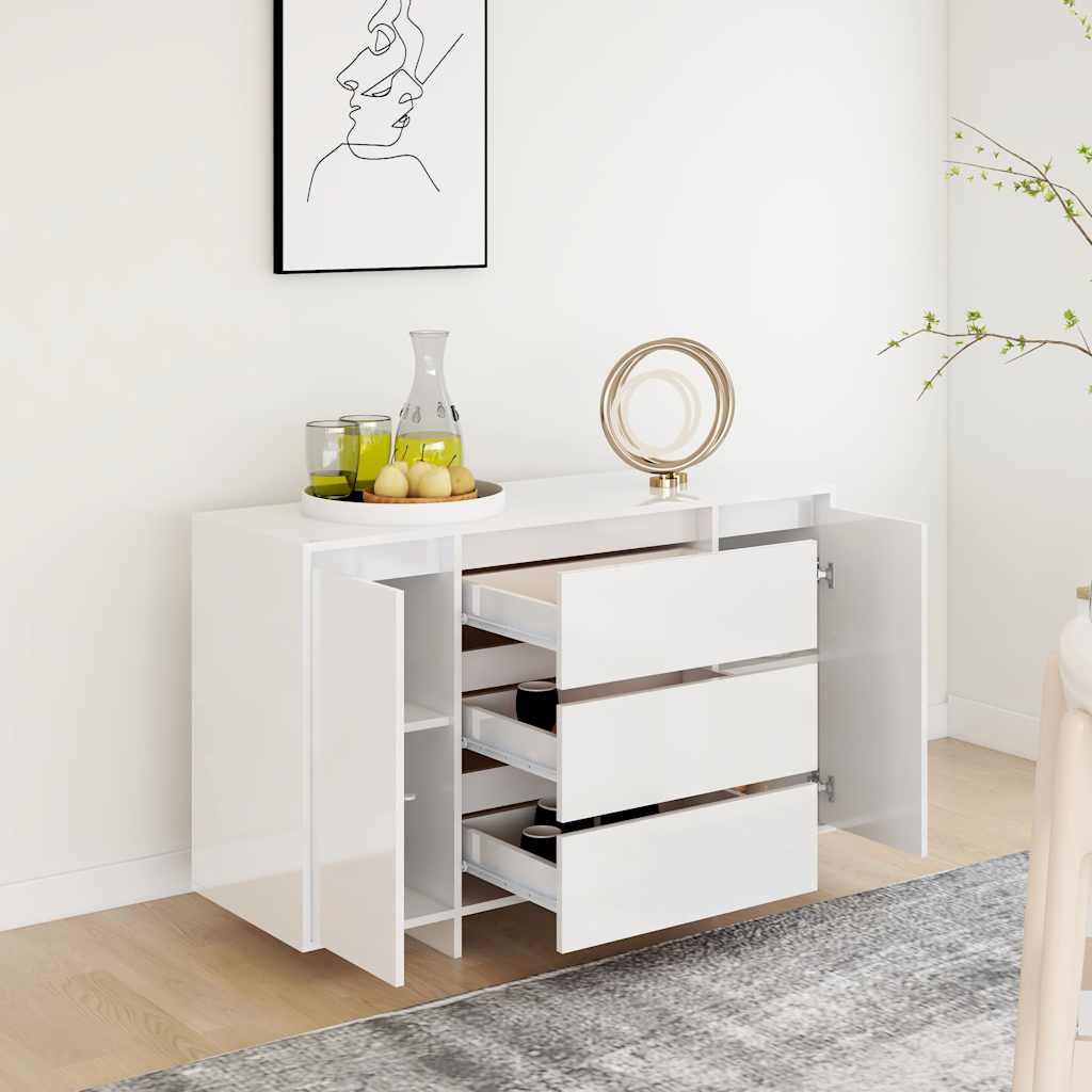 Sideboard with 3 Drawers High Gloss White 120x41x75 cm
