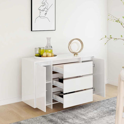 Sideboard with 3 Drawers High Gloss White 120x41x75 cm