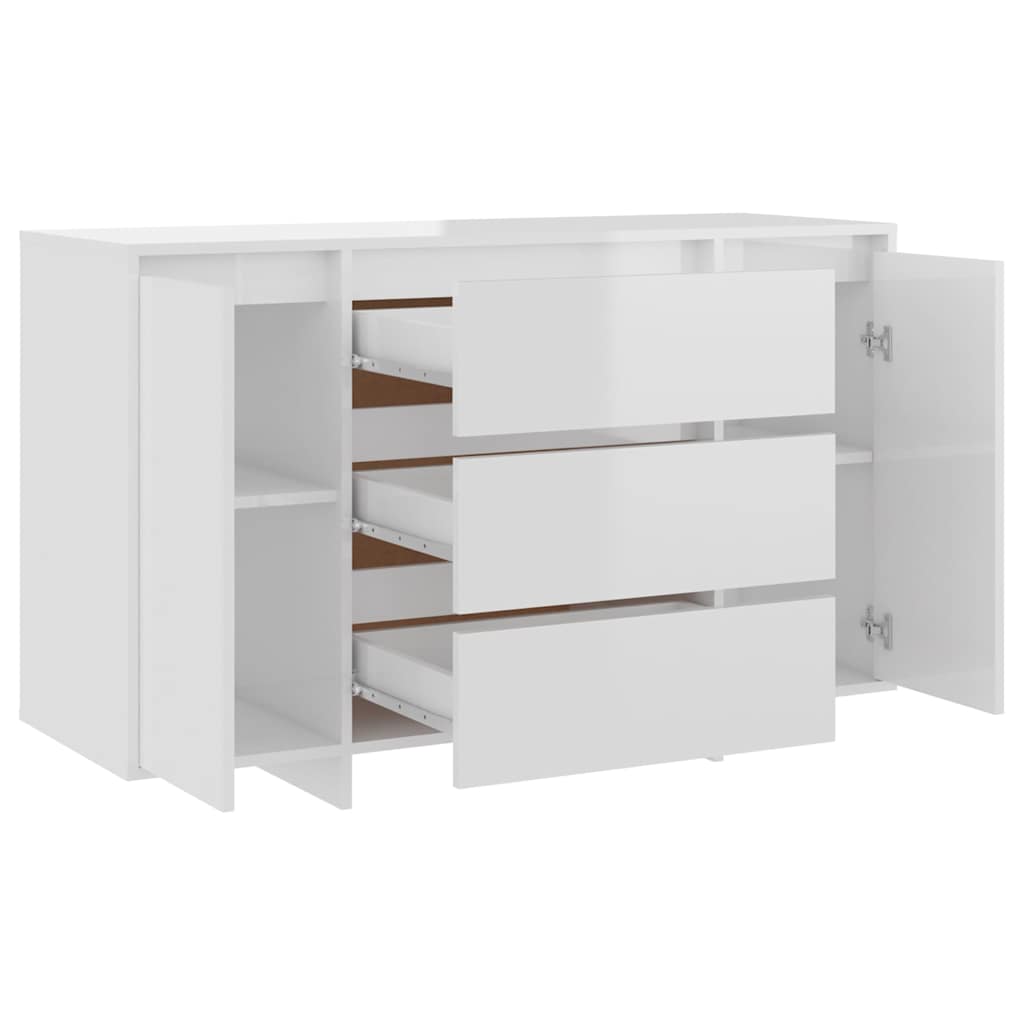 Sideboard with 3 Drawers High Gloss White 120x41x75 cm