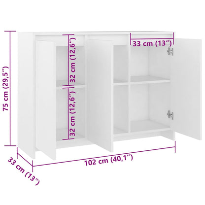 809773 vidaXL Sideboard White 102x33x75 cm Engineered Wood