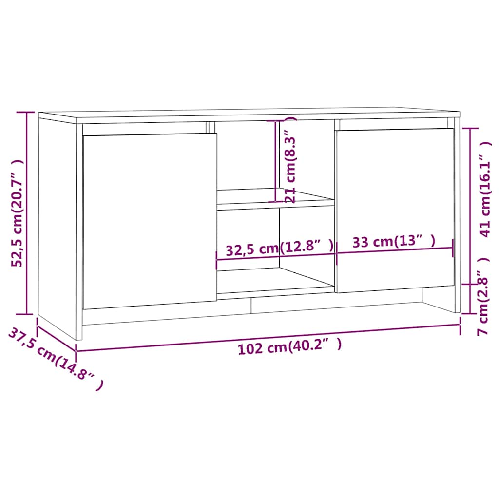 TV Cabinet Concrete Grey 102x37,5x52,5 cm Engineered Wood