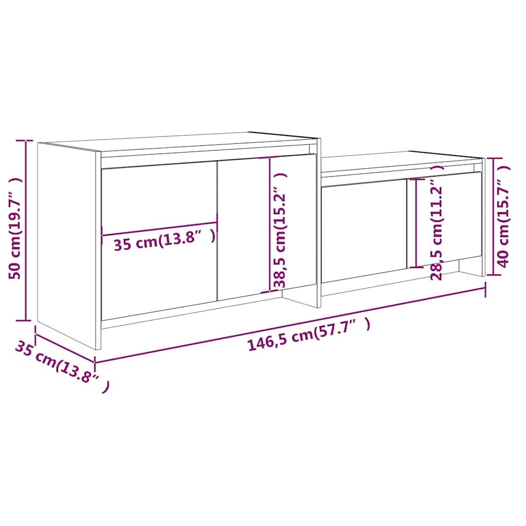 TV Cabinet Concrete Grey 146,5x35x50 cm Engineered Wood