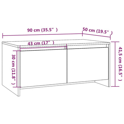 Coffee Table High Gloss White 90x50x41.5 cm Engineered Wood