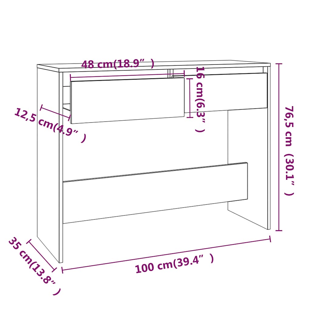 Console Table Sonoma Oak 100x35x76,5 cm Engineered Wood