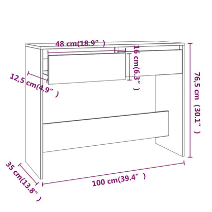 Console Table Concrete Grey 100x35x76,5 cm Engineered Wood