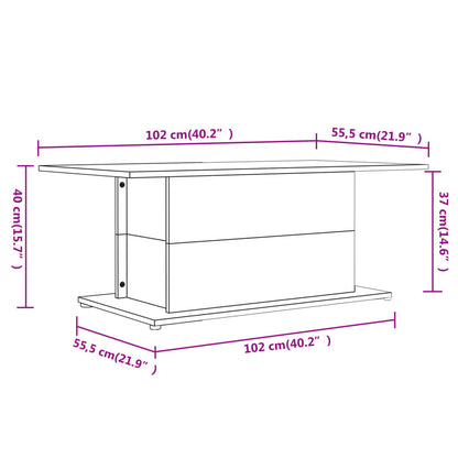 810313 vidaXL Coffee Table High Gloss White 102x55,5x40 cm Engineered Wood