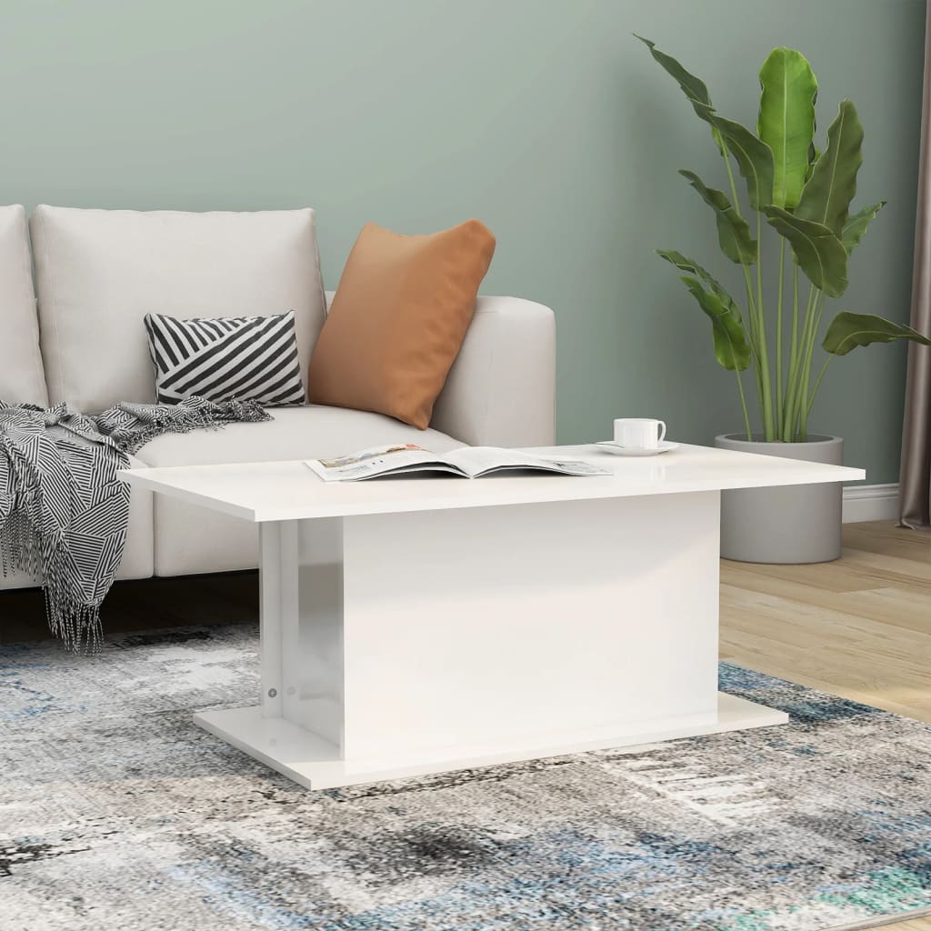 810313 vidaXL Coffee Table High Gloss White 102x55,5x40 cm Engineered Wood