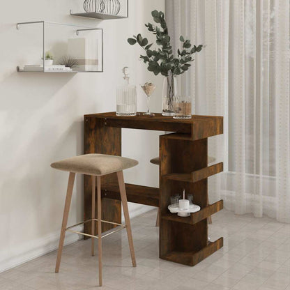 Bar Table with Storage Rack Smoked Oak 100x50x101.5cm