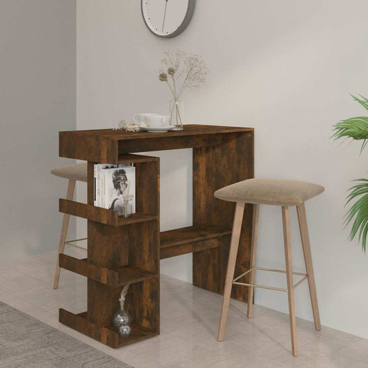 Bar Table with Storage Rack Smoked Oak 100x50x101.5cm