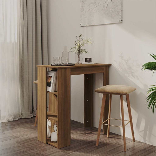 Bar Table with Shelf Brown Oak 102x50x103,5 cm Engineered Wood