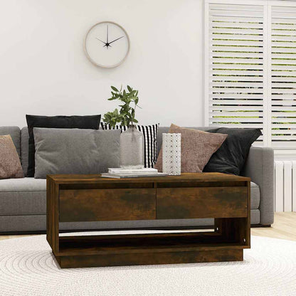 Coffee Table Smoked Oak 102,5x55x44 cm Engineered Wood