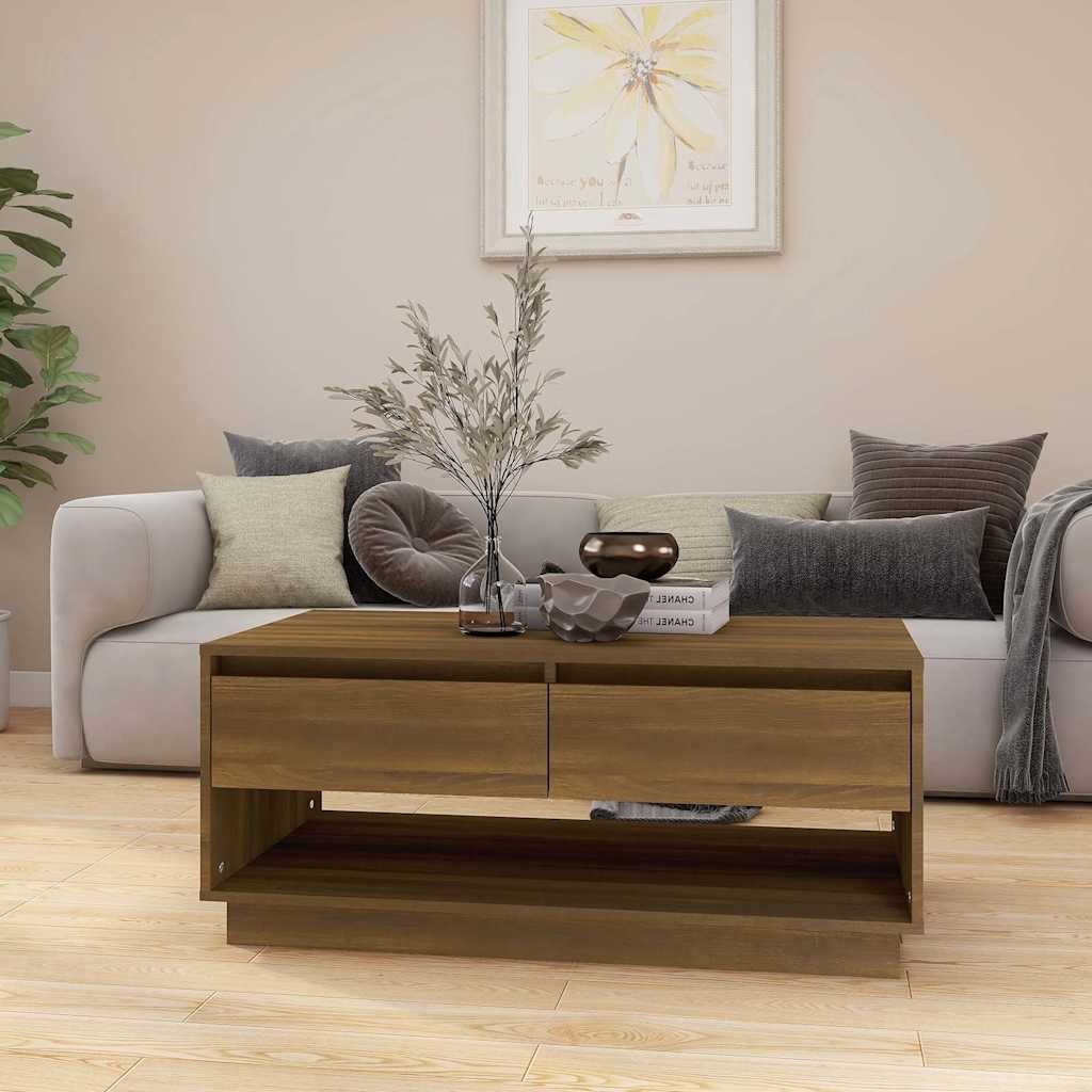 Coffee Table Brown Oak 102,5x55x44 cm Engineered Wood